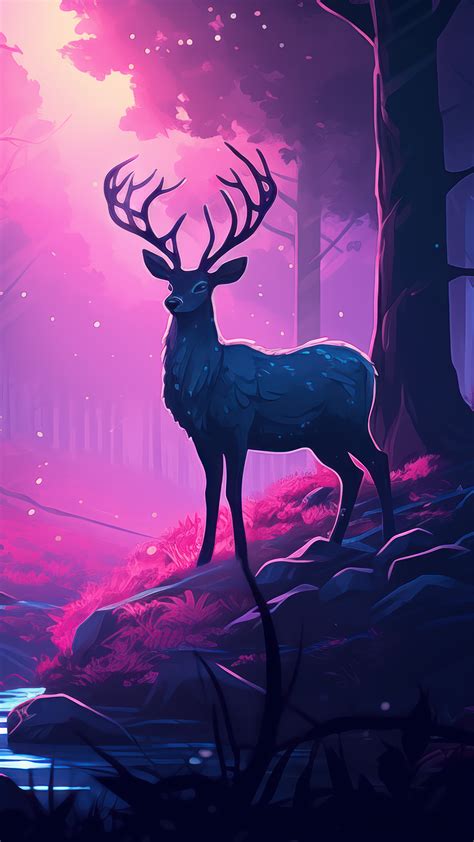 Deer Forest River Art 4k 2131n Wallpaper Pc Desktop