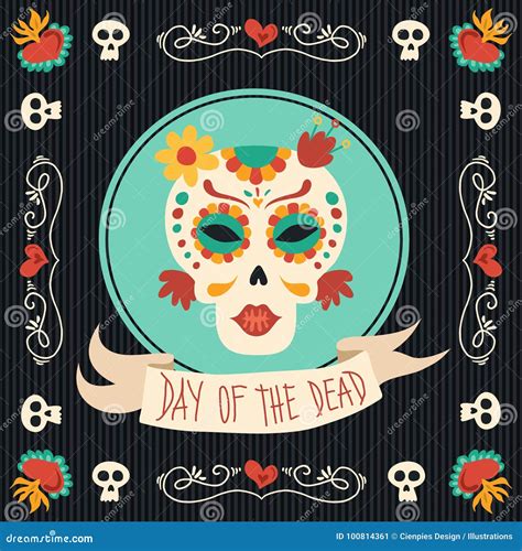 Day Of The Dead Mexican Catrina Sugar Skull Art Stock Vector