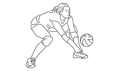 Premium Vector Line Art Of Female Professional Volleyball Player