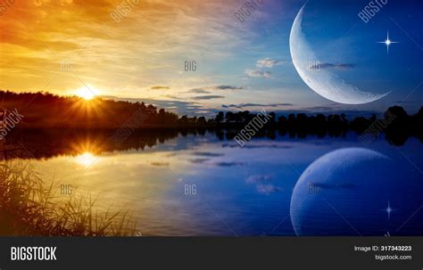 Romantic Moon Over Image And Photo Free Trial Bigstock