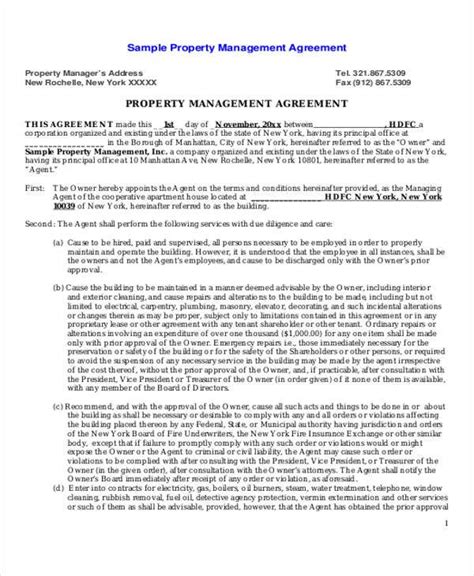 Sample Templates Sample Commercial Property Management Agreement 6