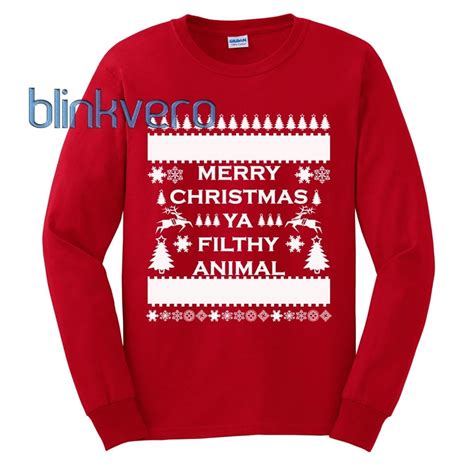 Draw lots of smiles and laughs with this men's merry christmas ya filthy animal ugly christmas sweater. Merry christmas you filthy animal funny style christmas ...