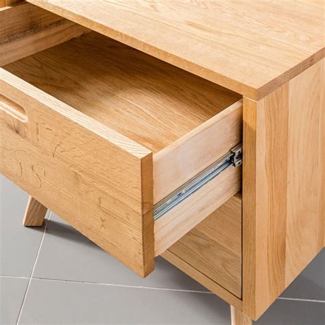 Maximus 2 Drawer Bedside Table Oak 45x55x60cm Angled Legs Icon