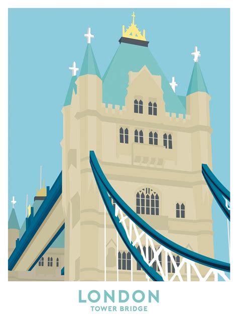 Tower Bridge London Travel Poster Giclée Art Print London Art Prints