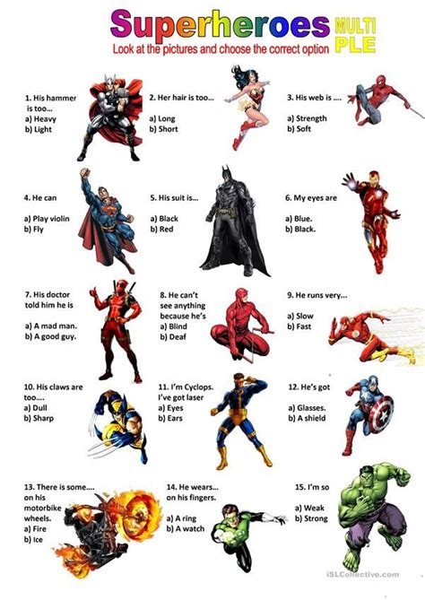 Describing Superheroes English Esl Worksheets For Distance Learning