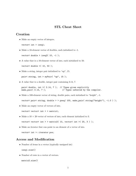 Stl Cheat Sheet Download Printable Pdf Templateroller