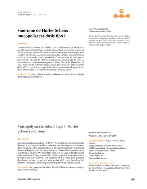 pdf mucopolysaccharidosis type i hurler scheie syndrome