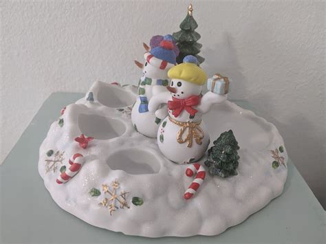 Partylite Snowbell Tealight And Pillar Candle Holder P7650 Snowman W Box