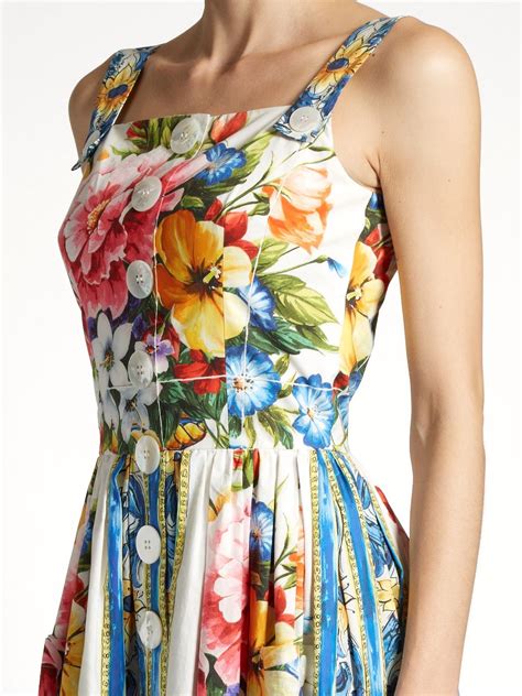 Majolica Print Sleeveless Poplin Dress Dolce Gabbana