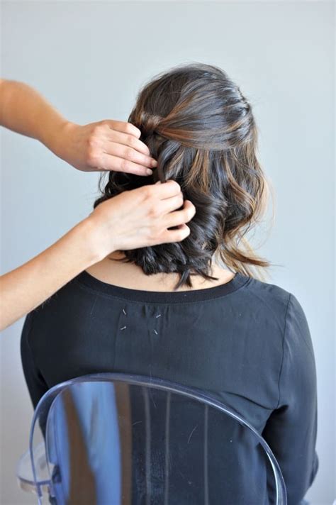 From there, braid together three smaller sections. Half Updo for Short hair