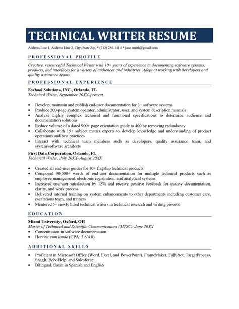 Technical Writer Resume Sample And How To Write Resume Genius