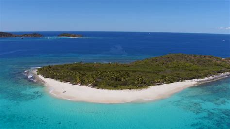 Aerial View Of Sandy Cay British Virgin Islands Stock Footage Video