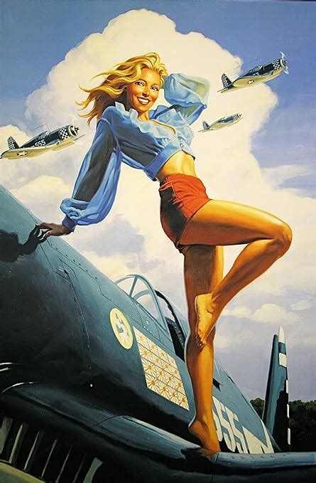 Hot Sexy Vintage Airplane Pin Up Girl X Poster By Greg Hildebrandt Amazon Co Uk Kitchen