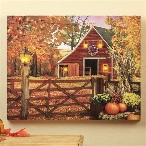 Autumn Barn Lighted Canvas Art Collections Etc