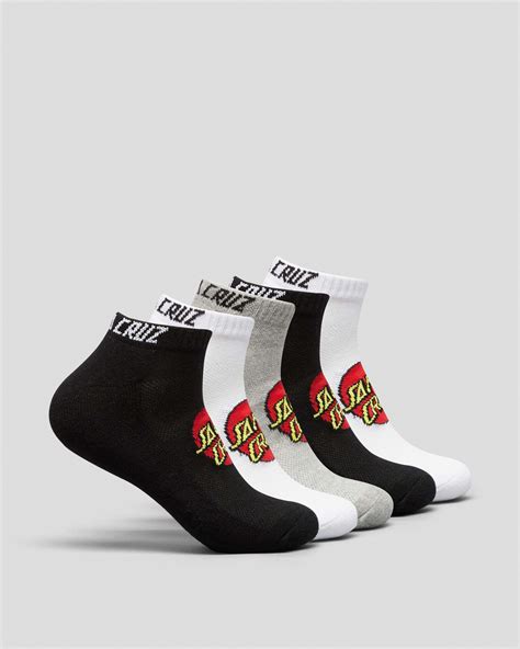Santa Cruz Classic Dot Ankle Socks 5 Pack In Black White Gmarle Fast