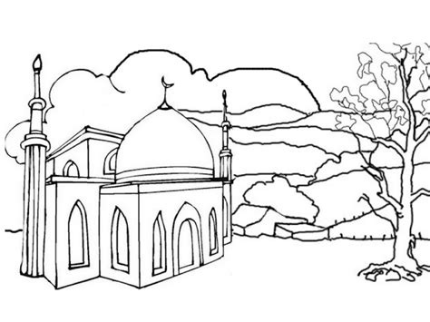 25 Gambar Sketsa Mewarnai Masjid Untuk TK SD Terbaru