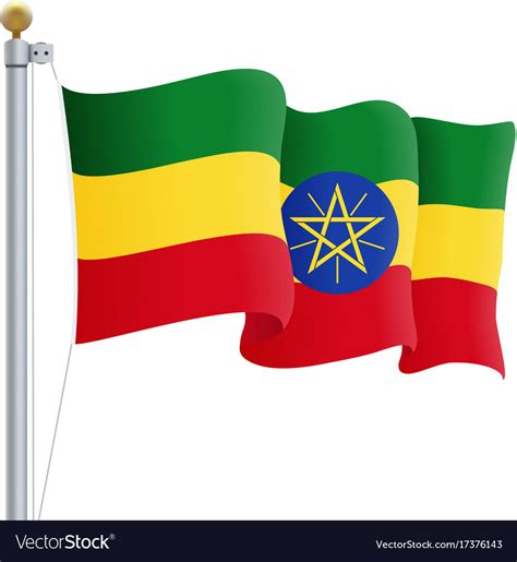 Waving Ethiopia Flag Isolated On A White Vector Image