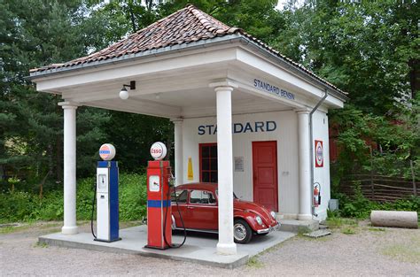 Vintage Gas Station At Norwegian Museum Of Cultural History