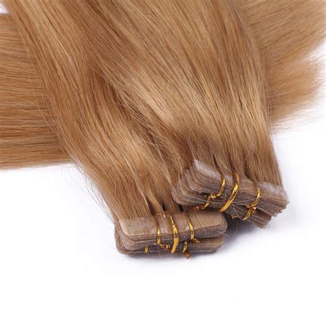 tape in on hair 19 mittelgoldblond extensions echthaar haarverlängerung ebay