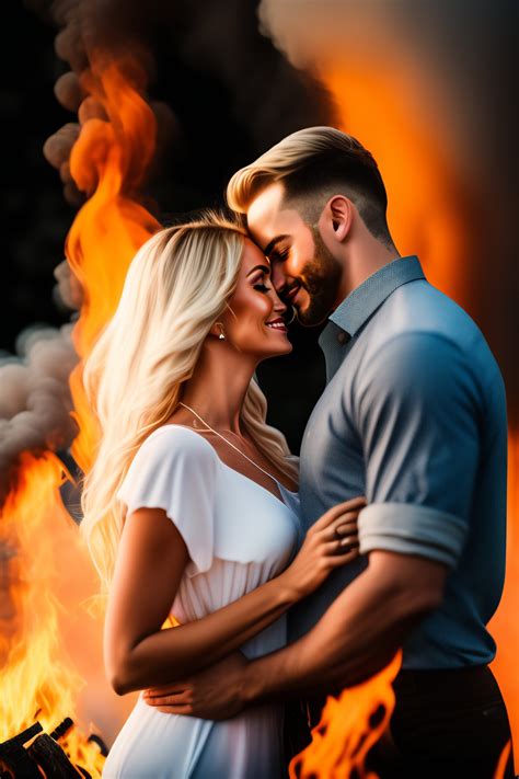 Lexica Blond Couple Kiss Inside The Fire
