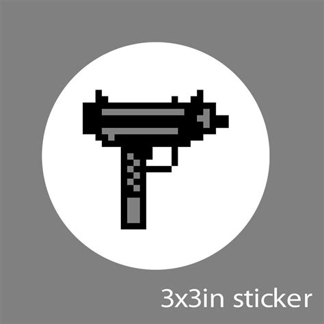 8 Bit Uzi Machine Gun Sticker Funny Video Gamer Guns Etsy