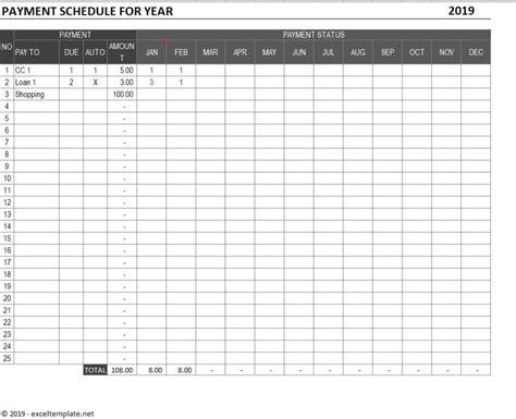 Payment Schedule Template The Spreadsheet Page