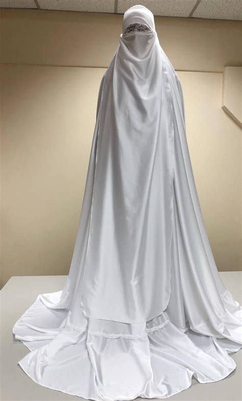 White Long Burqa Muslim Niqab Wedding Hijab Hajjie Etsy