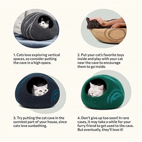 Meowfia Premium Felt Cat Bed Cave Handmade Merino Wool Bed For