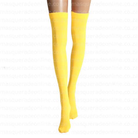 yellow thigh high stockings masquerade costume hire