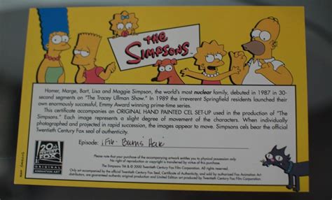 Original 20th Century Fox Simpsons Production Cel Heir Burns