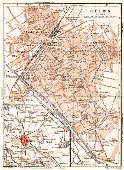 Old Map Of Reims In 1931 Buy Vintage Map Replica Poster Print Or