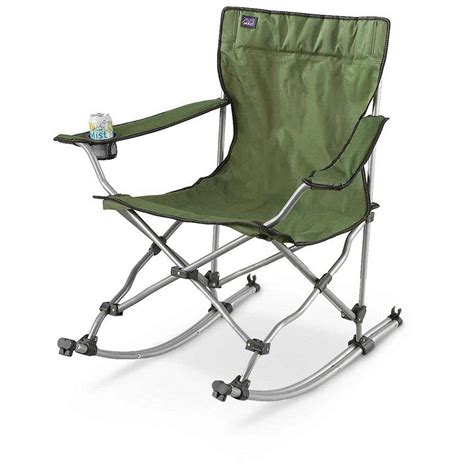 Collapsible Green Portable Rocking Lawn Chairs 