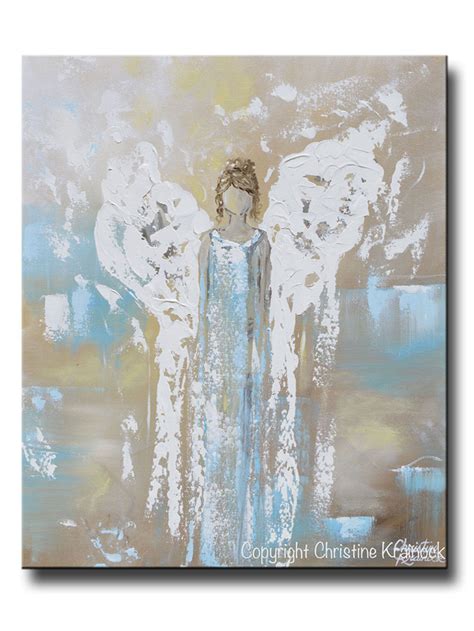 Original Angel Painting Abstract Guardian Angel Inspirational Wall Art