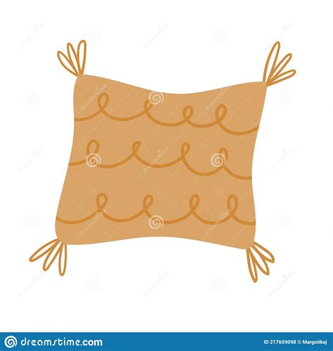 Yellow Pillow With Ornamentvector Hand Drawn Stock Vector