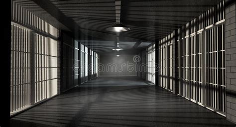 Jail Corridor And Cells Stock Illustration Illustration Of Lights