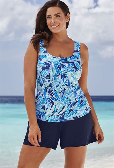 Beach Belle Hosta Classic Shortini Plus Size Swimwear Plus Size Tankini Womens Plus Size