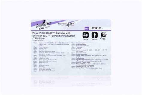 Bard 1194108 40f Bard Powerpicc Solo 2 4f Single Lumen Catheter Kit