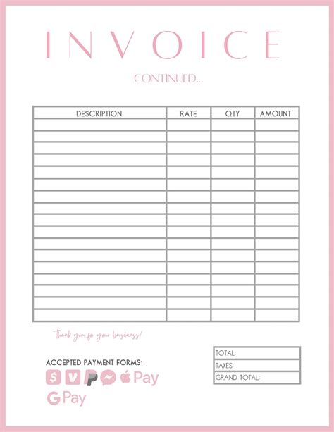 Pink Invoice Template Editable In Canva Pdf Invoice Etsy