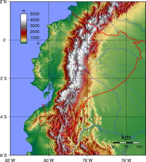 Ecuador Topography Map Geographic Media