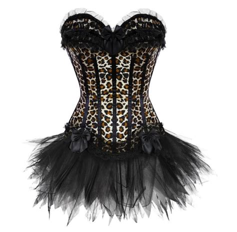 2021 s xxl women burlesque overbust corset bustier top with mini tutu skirt fancy dresses