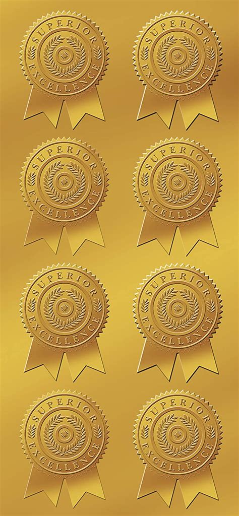 Great Papers Starburst Ribbon Embossed Gold Foil Certificate Seal For