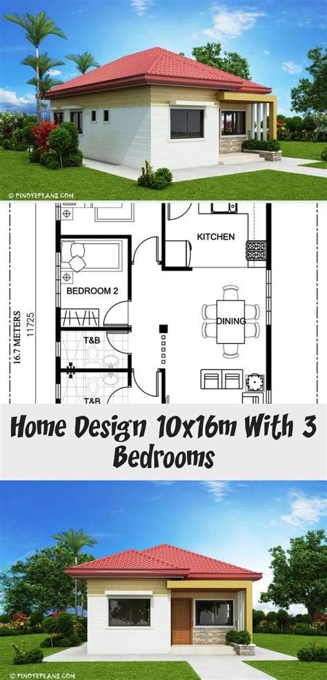 Home Design 10x16m With 3 Bedrooms Home Design With Plansearch 11b In