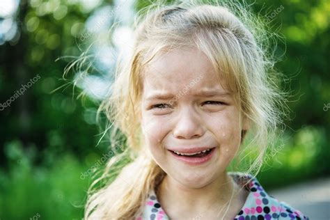 Sad Little Girl Crying — Stock Photo © Bestphotostudio 47439807