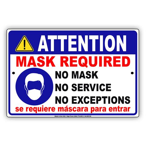 Attention Mask Required alert for your safety door or window aluminum ...