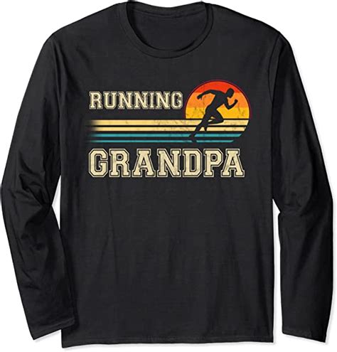 Vintage Retro Running Grandpa T Shirt For T Sunset Long