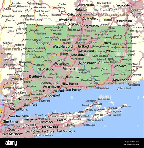 Mapa De Connecticut Muestra Las Fronteras De Los Países Las Zonas