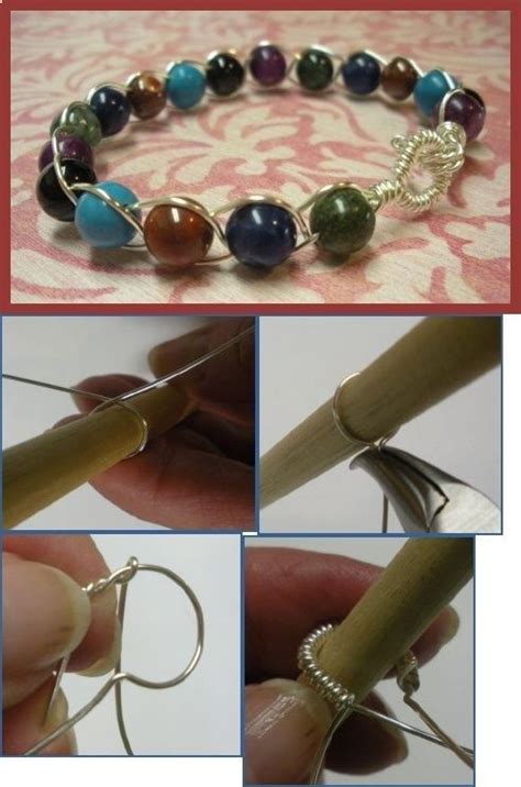 Braided Wire And Bead Bangle Tutorial Beaded Bangle Tutorial Bead