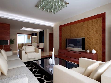 Modern Living Room With Leather Furniture And Decorations In 3d