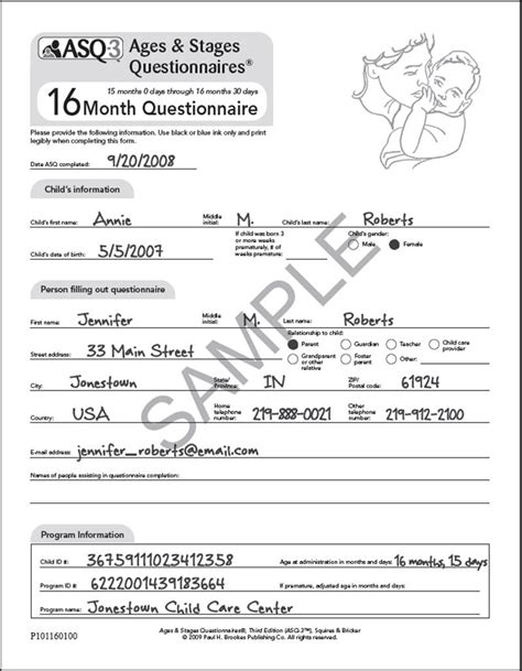 Ages And Stages Questionnaire Free Printable