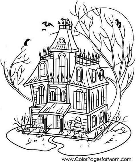 Coloring Pages For Adults Halloween Haunted House Coloring Page House
